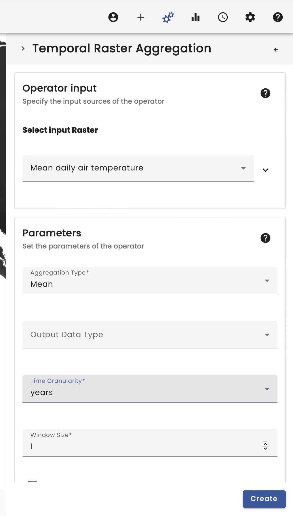 Temporal raster aggregation operator